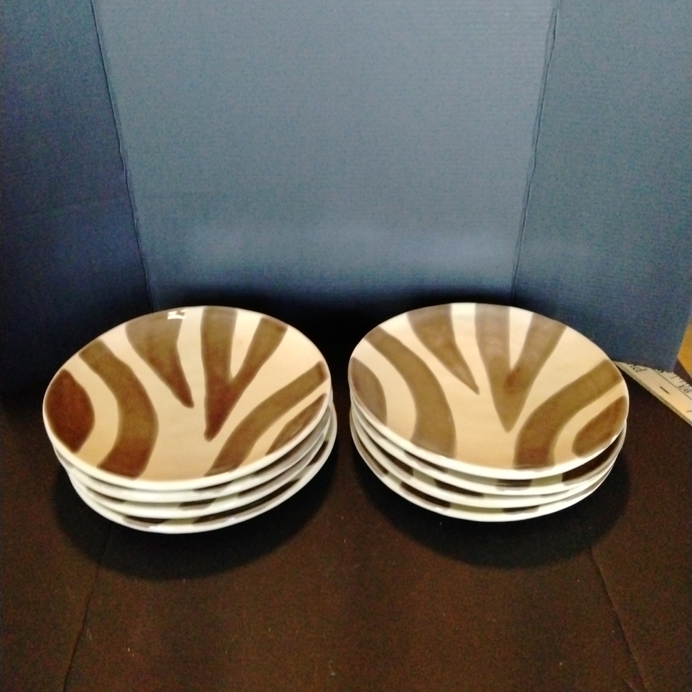 Pottery Barn Brown and Cream Geometric Appetizer Set Of 8